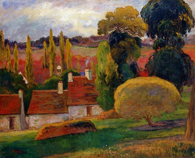 Farm in Brittany Colored - Paul Gauguin Painting